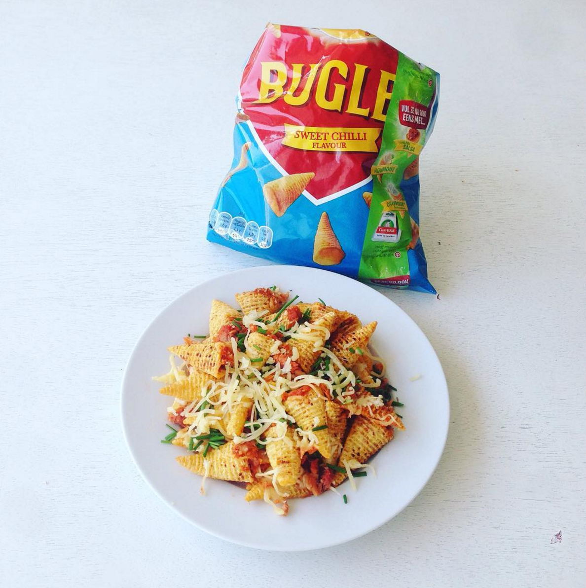 6 toffe vultips voor je Bugles Gewoon wat een studentje 's avonds eet