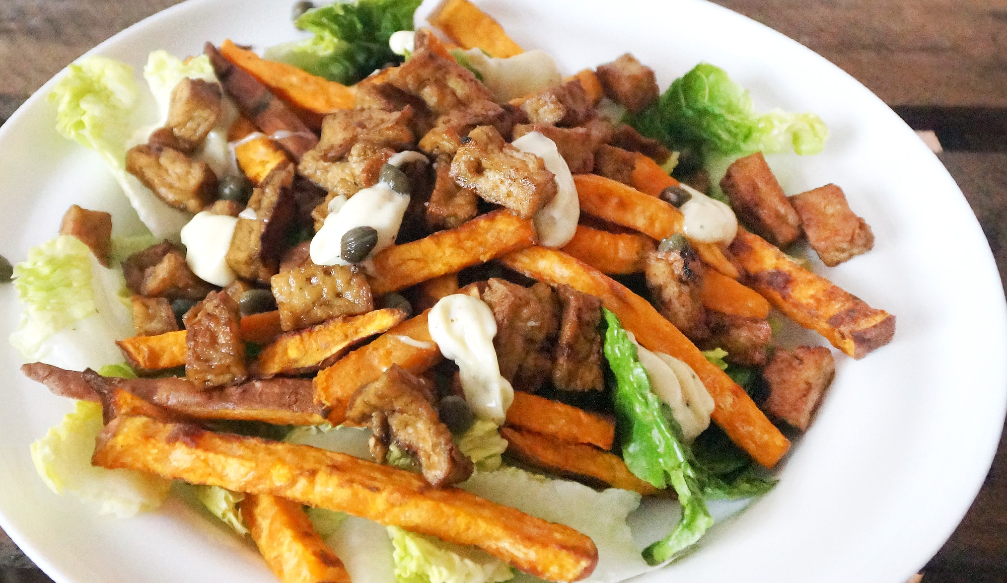 Salade met zoete aardappel en truffelmayo - Gewoon wat een studentje 's