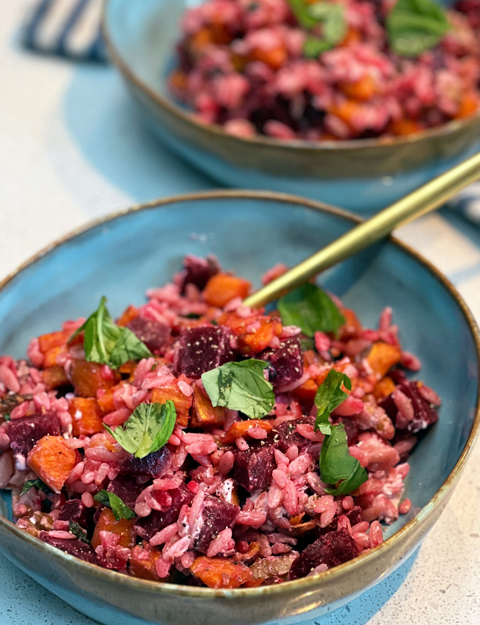 Orzo met zoete aardappel, biet en geitenkaas Gewoon wat...