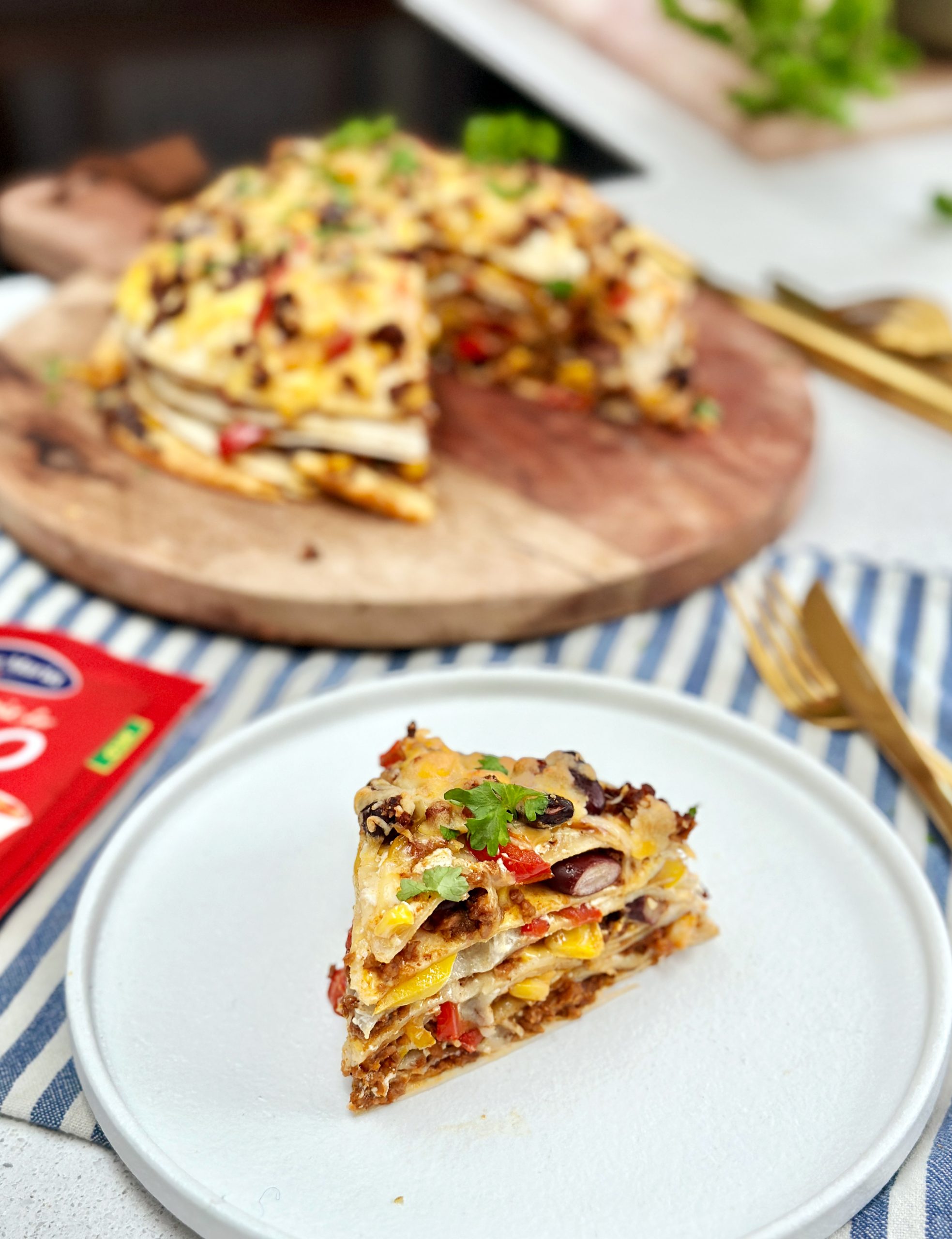 Tortilla taart met gehakt, kaas en paprika Gewoon wat ee..